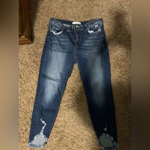 KanCan Blue Distressed Cropped Jeans